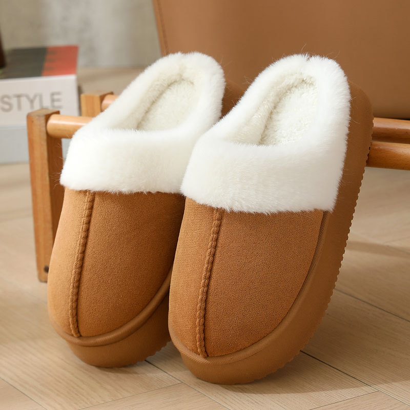 女款秋季软底包头拖鞋冬季居家防滑加绒毛毛女士外穿厚底保暖棉拖