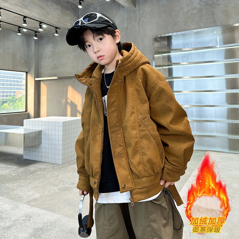 儿童装男童冬装加绒加厚外套棉服2026新款中大童棉袄冬季男孩棉衣