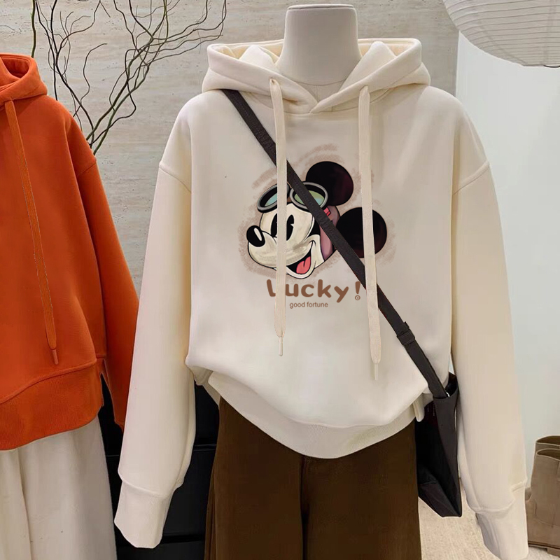 设计感小众秋冬新款2025加绒加厚套头连帽卫衣女短款宽松韩版外套