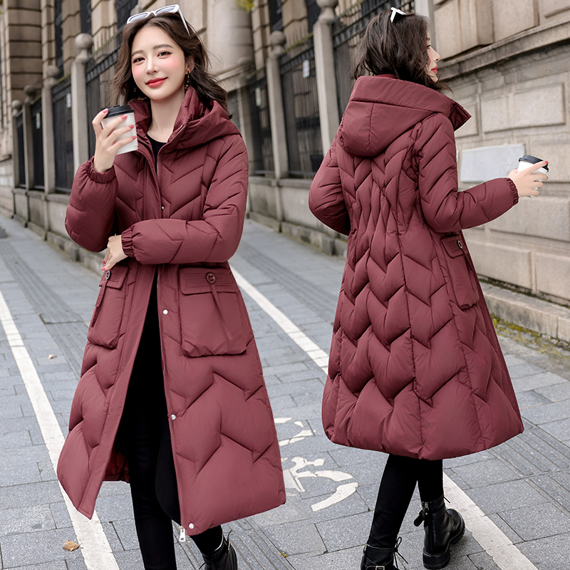 2025冬季新款过膝宽松时尚棉服棉衣女士中长款棉袄修身冬装长款