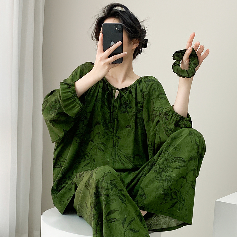 2025升级款莱赛尔睡衣女爆款棉绸春夏季家居服人造棉宽松薄款套装