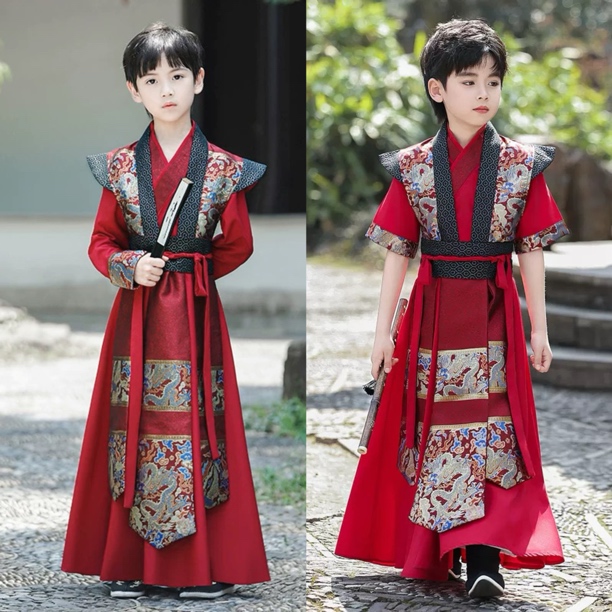 【启年】汉服男童2025年夏季新品武侠风帅气男孩古装侠客儿童演出服