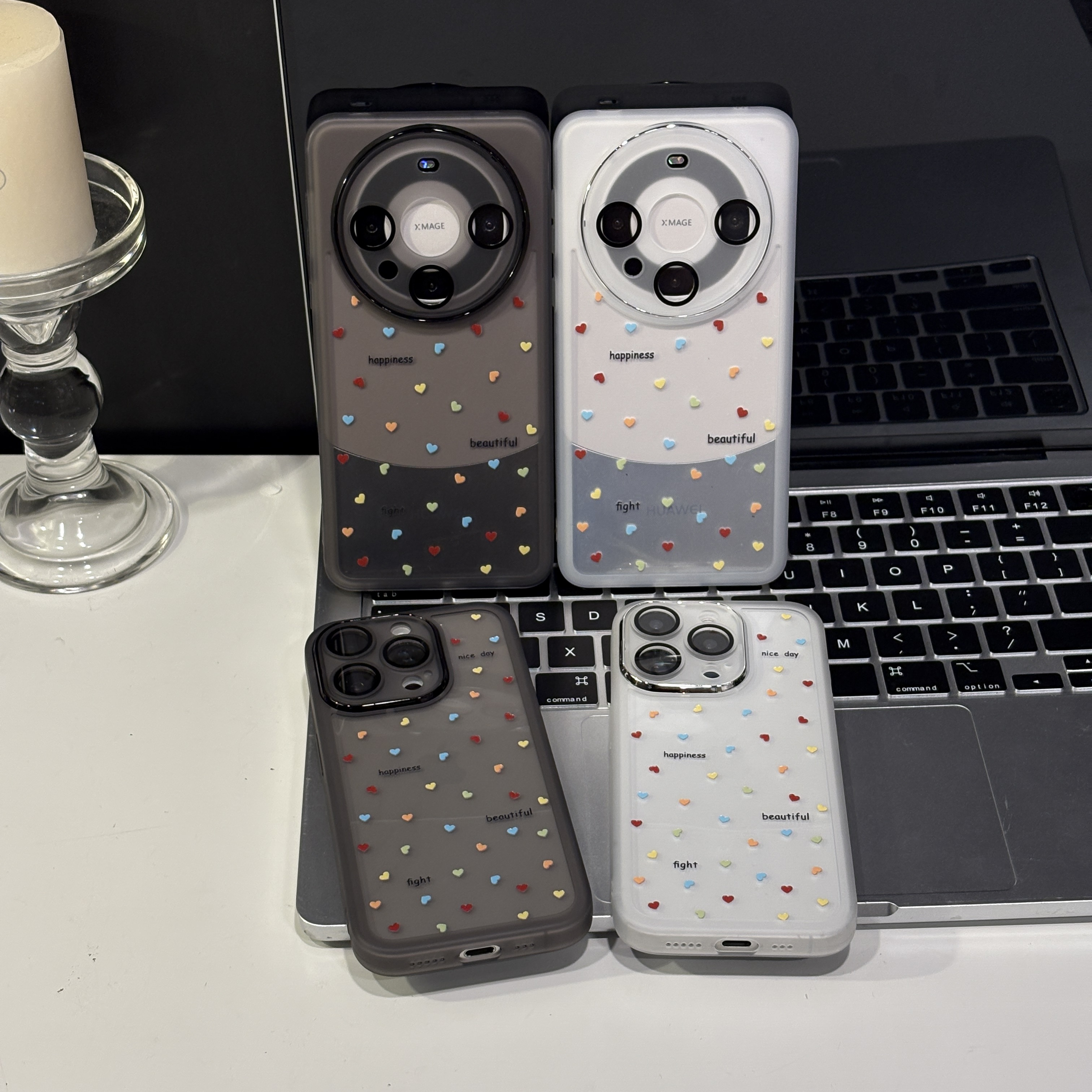 适用苹果17pro手机壳16pm金属镜框华为p70简约oppo小米15爱心波点