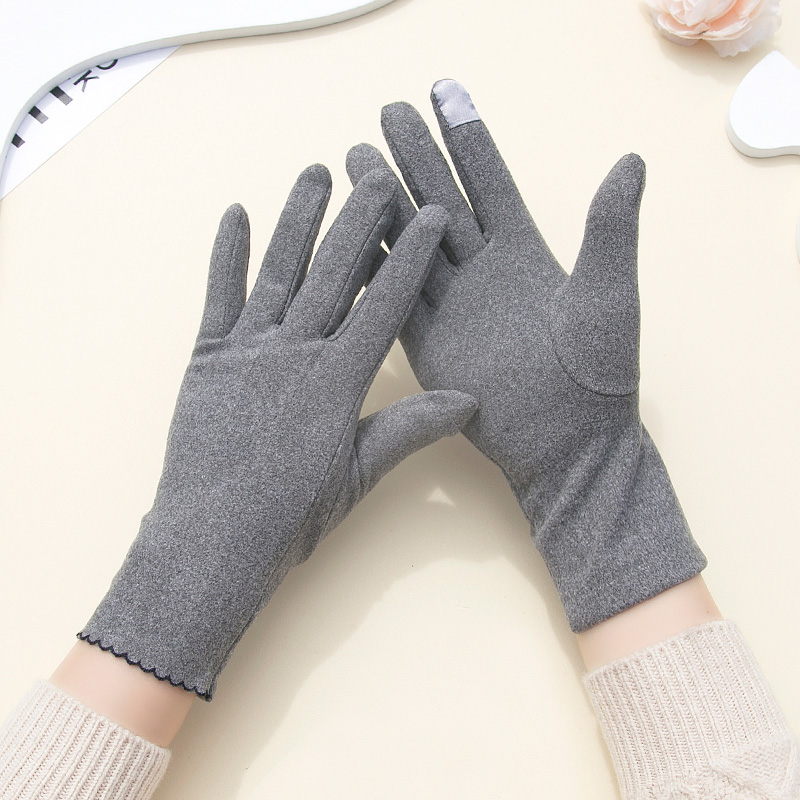 德绒春秋冬季2025新款手套女士韩版时尚骑车保暖单层薄款开车弹力