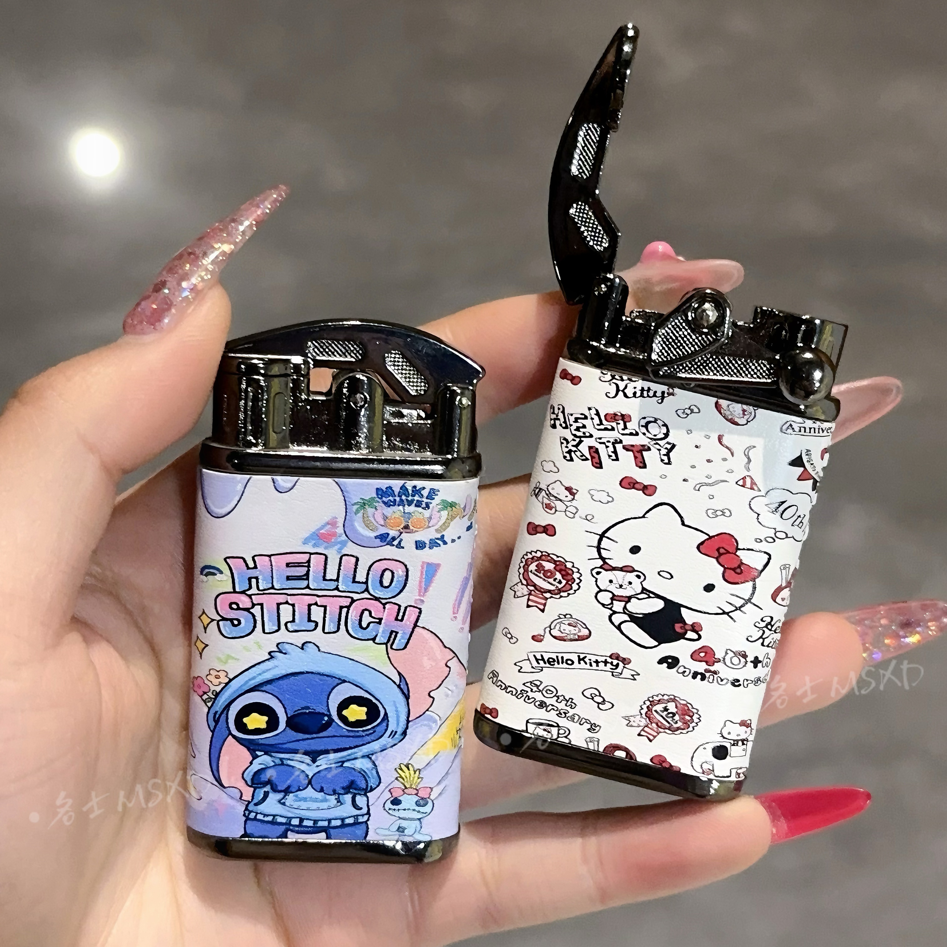 凯蒂猫卡通打火机充气防风直冲个性女生贴皮砂轮点火送男友礼物潮