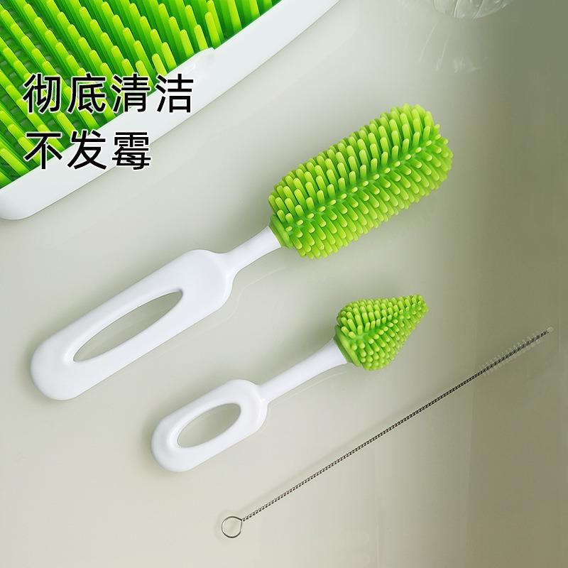 日本精工世喜硅胶奶瓶刷清洁刷套装奶嘴刷吸管刷婴儿用品便携式杯