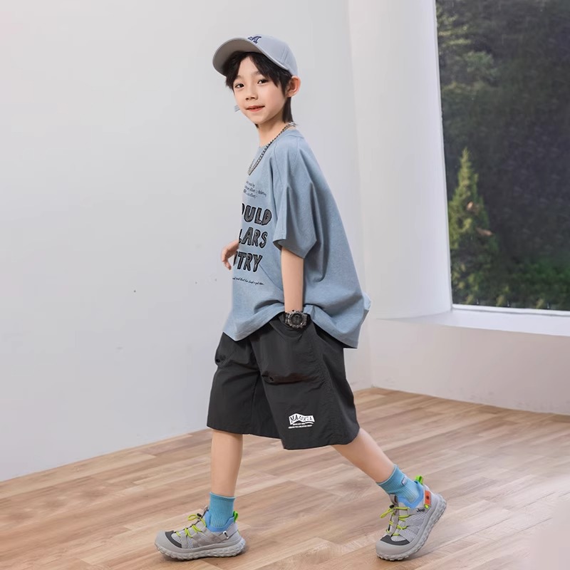 MK&UR.BV盐系风男童夏季短袖t恤套装中大童2025新款速干短裤夏装