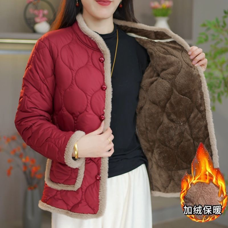 新款妈妈棉袄冬季秋冬加绒时尚中老年休闲棉服加厚外套棉衣保暖女