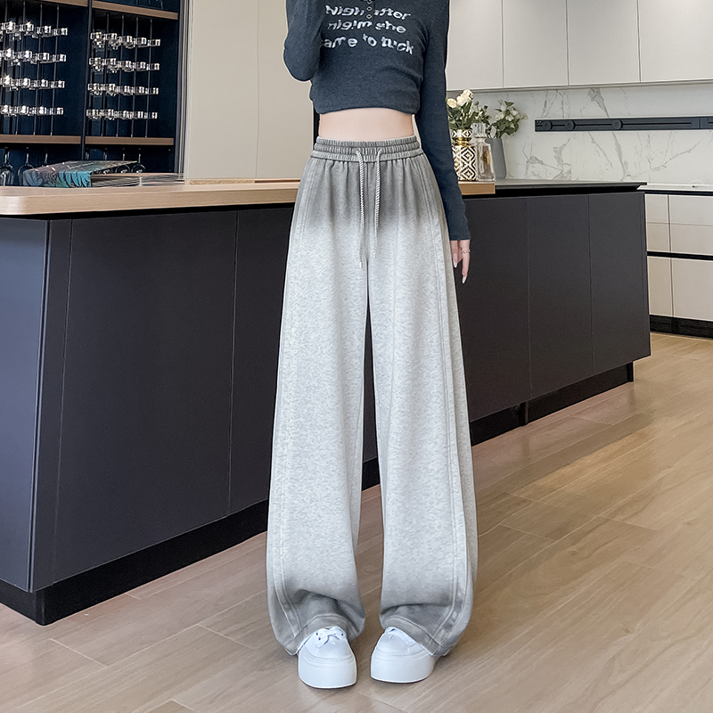 渐变阔腿运动裤女秋季2025新款高腰显瘦百搭时尚宽松休闲直筒卫裤