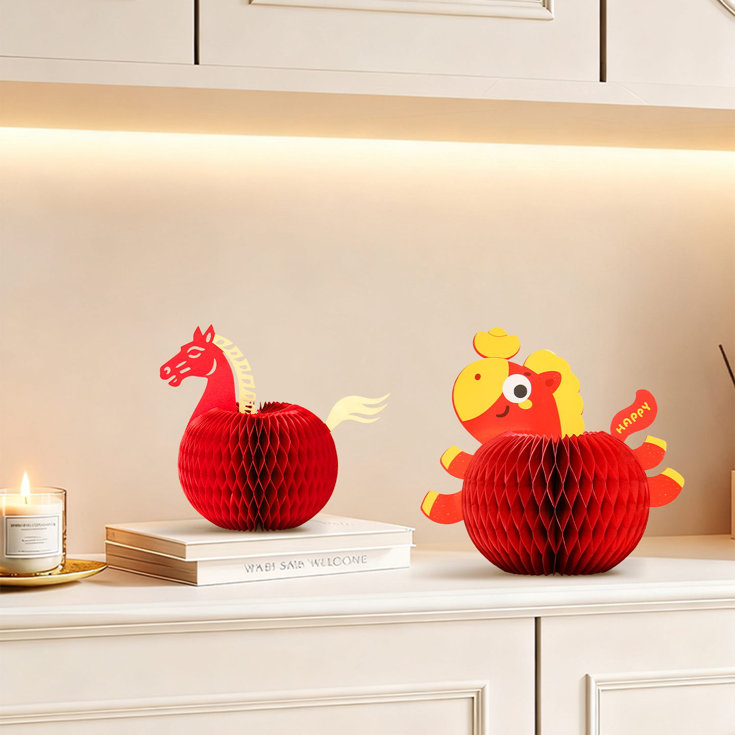 马年摆件装饰品新年布置2026新款春节生肖折纸马喜庆桌面福字摆饰