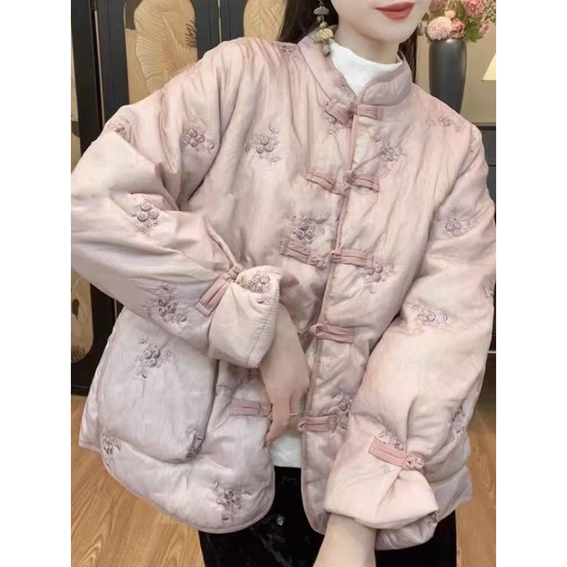 桃漫2~夹棉国风加厚新中式刺绣棉服冬季复古盘扣设计盘扣外套546