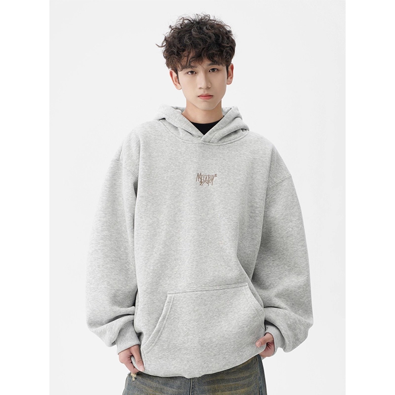 2025新款美式宽松高街帽衫重磅复古刺绣连帽卫衣男秋冬加绒加厚潮