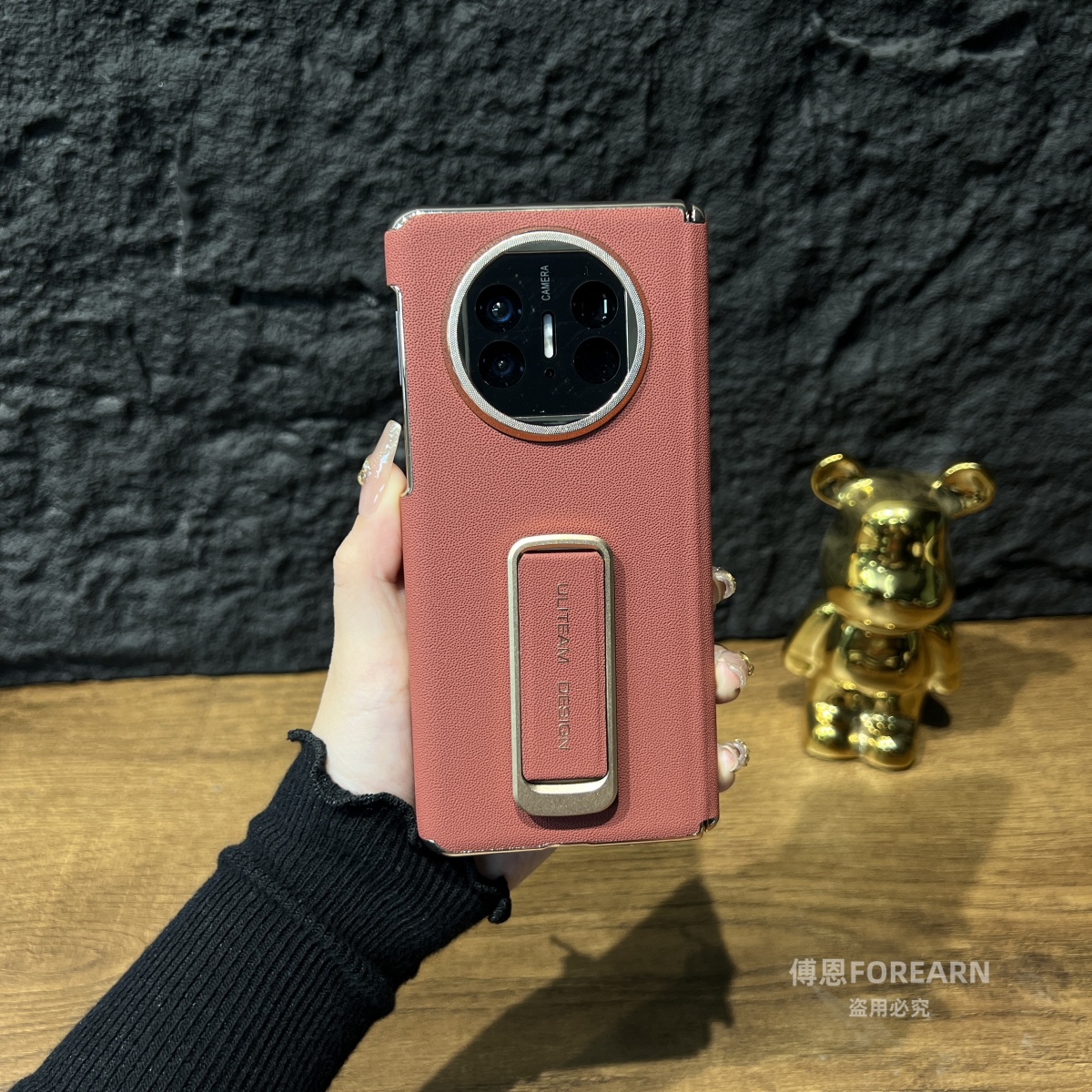 适用于华为matex5手机壳双中轴折叠屏matex6支架x6保护套x5的真皮