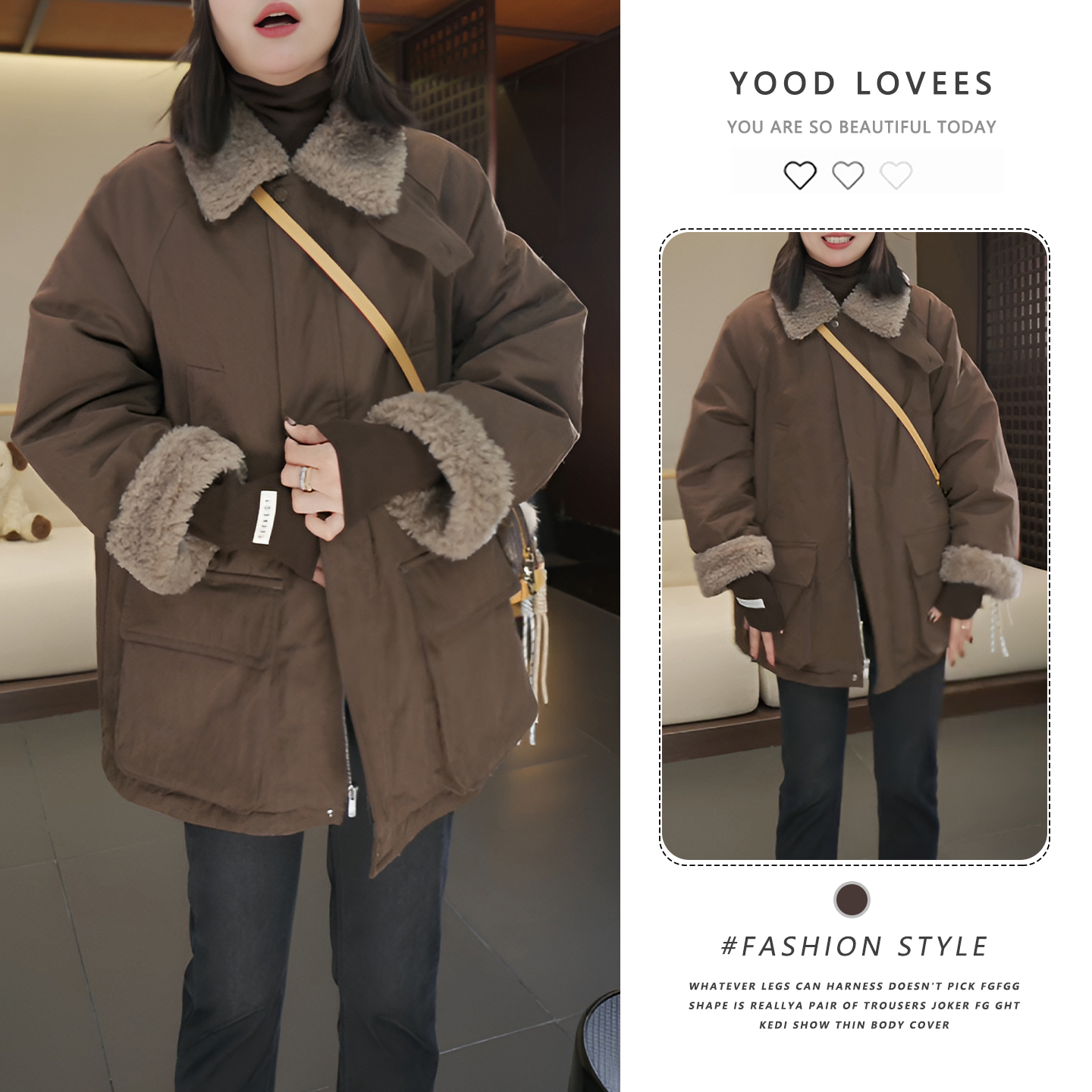 高级感时尚加绒加厚保暖外套女中长款棉服2025冬季新款毛毛上衣潮