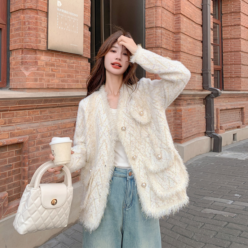 小香风水貂绒外套女2025初冬新款复古优雅气质名媛千金风短款开衫