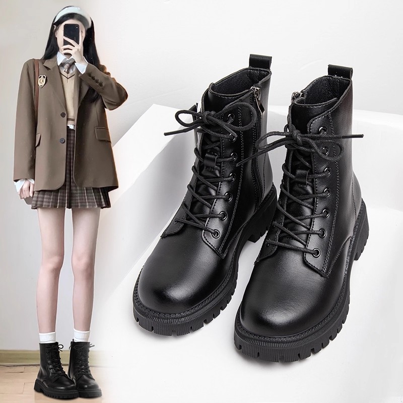 爆款马丁靴女2025秋冬新款小个子增高厚底短靴百搭英伦风单靴靴子