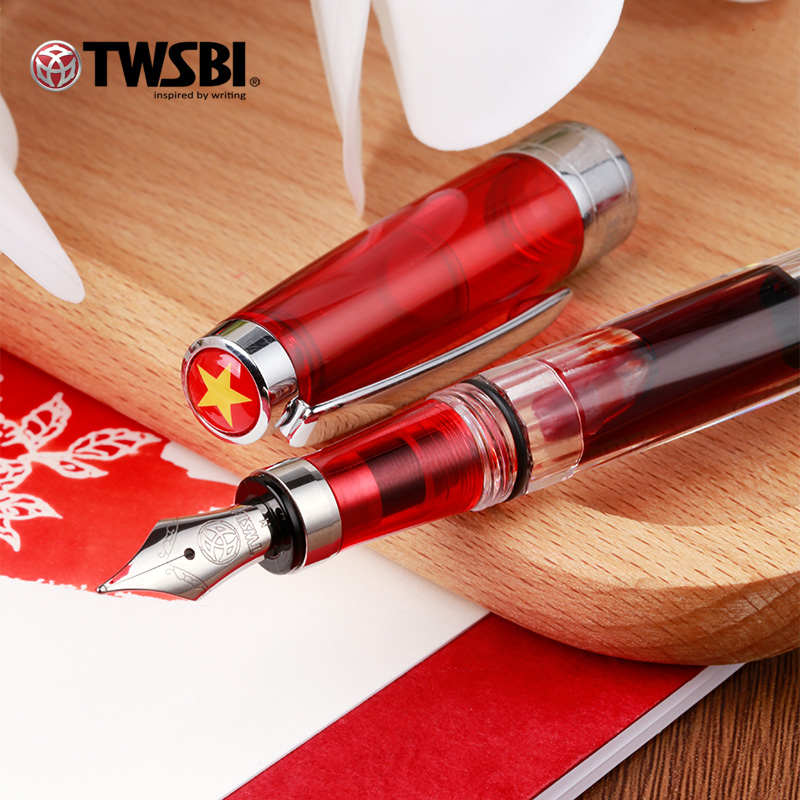 TWSBI/三文堂580全红红色之星星限定活塞吸墨钢笔大容量练字笔墨