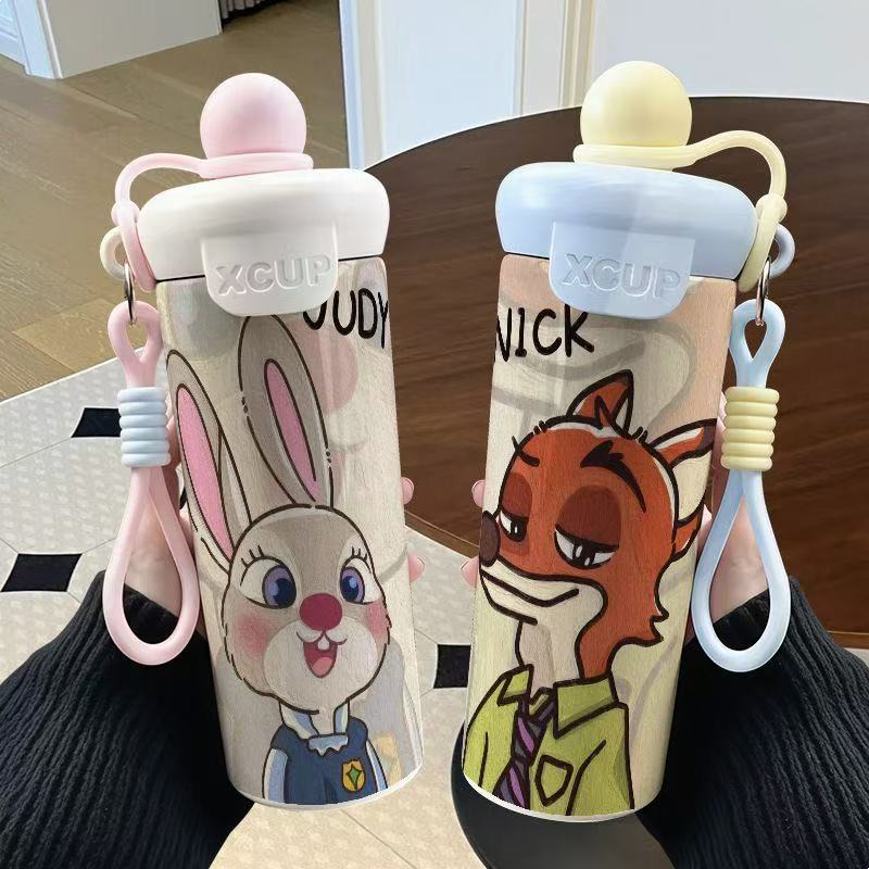 朱迪尼克可爱不锈钢浮球吸管保温杯大容量便携咖啡杯学生杯子