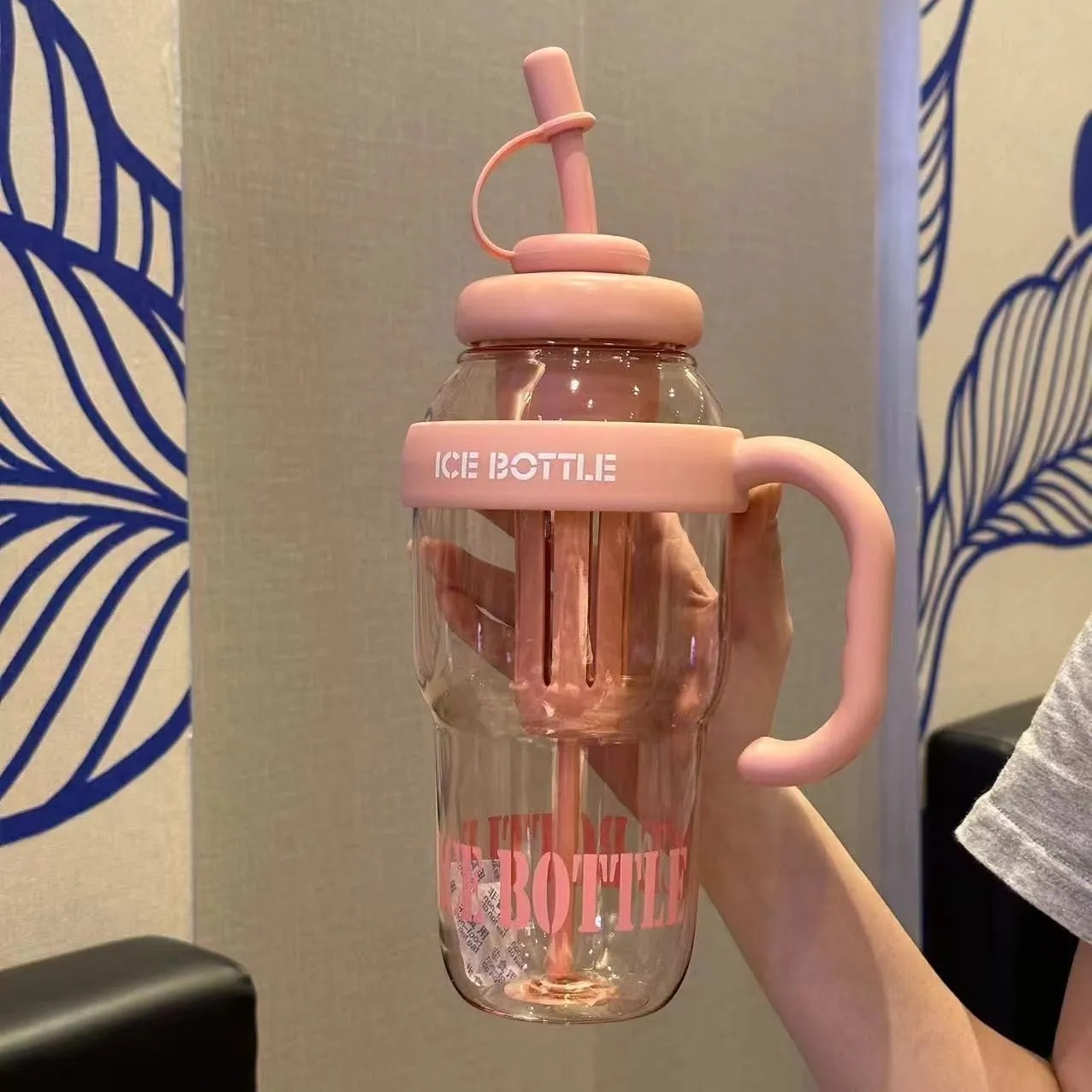 【粉丝福利】吹塑欧式吸管杯软萌治愈系大肚杯防摔便携休闲风防漏