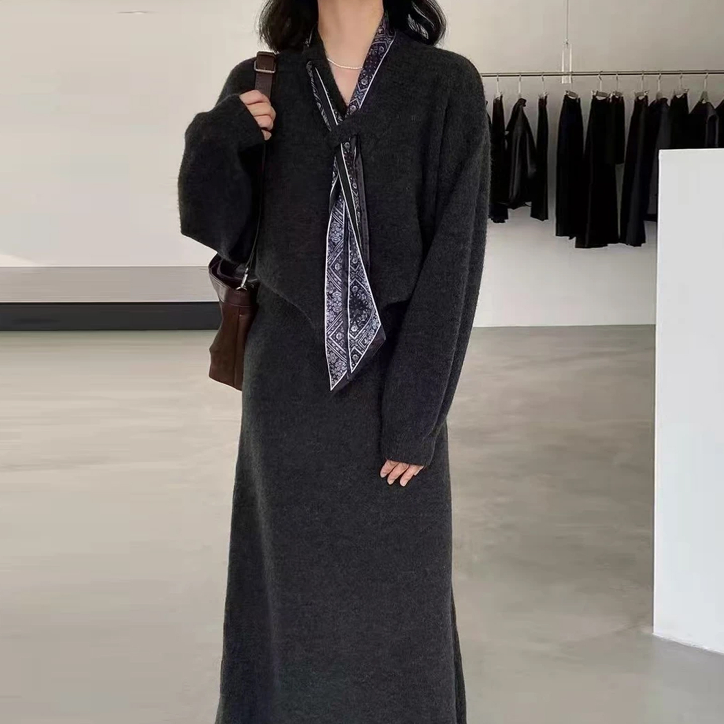 巨好看的早秋一整套女2025新款秋冬毛衣针织裙子套装韩系穿搭长裙