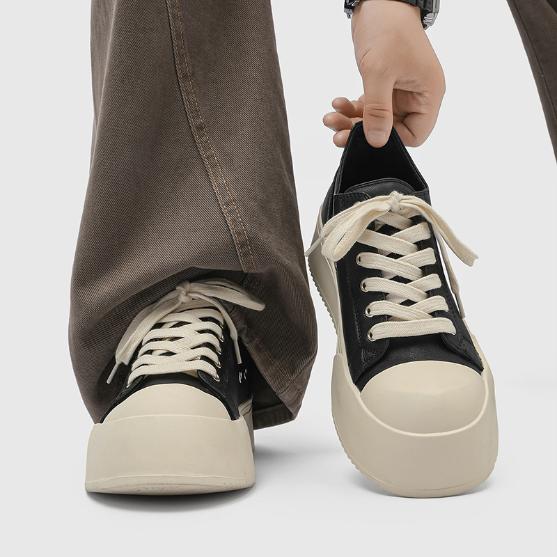 小鬼同款大头德比鞋子男士2026春秋新款厚底增高休闲板鞋黑色潮鞋