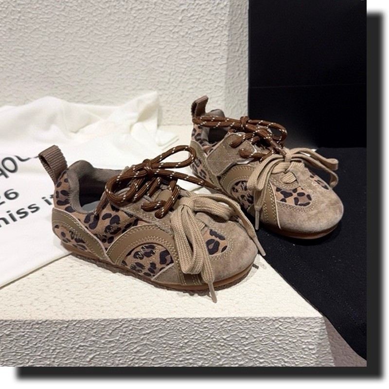 儿童运动鞋2025秋季新款女童德训鞋男童休闲鞋豹纹韩版百搭宝宝鞋