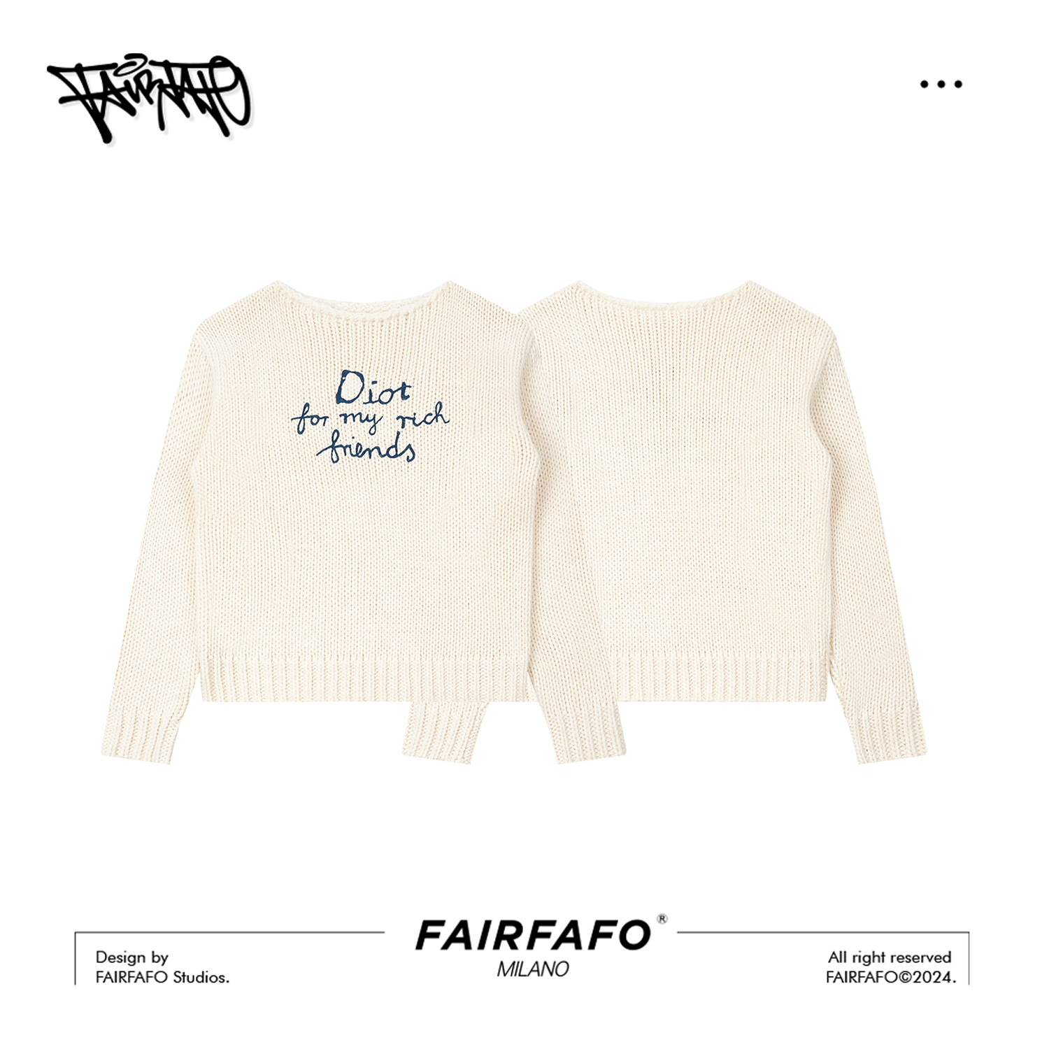 FAIRFAFO林肉肉【字母宽领宽松毛衣】绵羊毛MYBL4C125秋冬套头毛衫