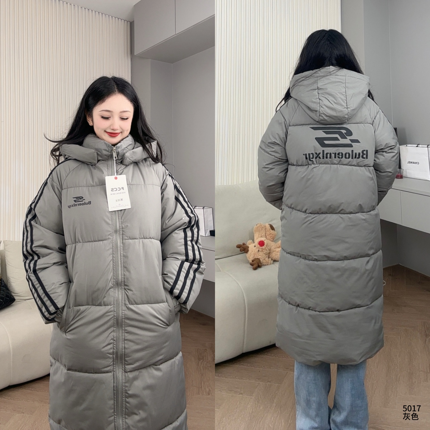 新款韩版宽松过膝长款棉服YF5017