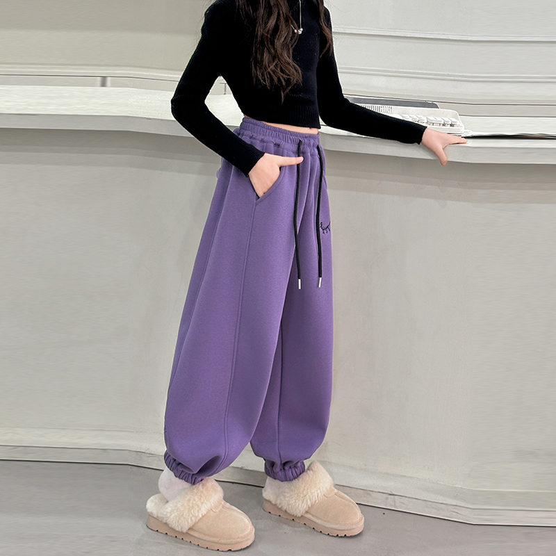 儿童冬装2025大女童装加绒裤子一体绒秋冬款运动卫裤冬季6-12岁15