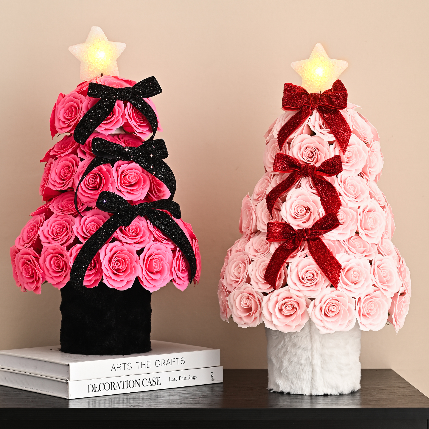 【流星雨】圣诞节星愿玫瑰塔花束圣诞树抱星星灯包装材料花艺资材