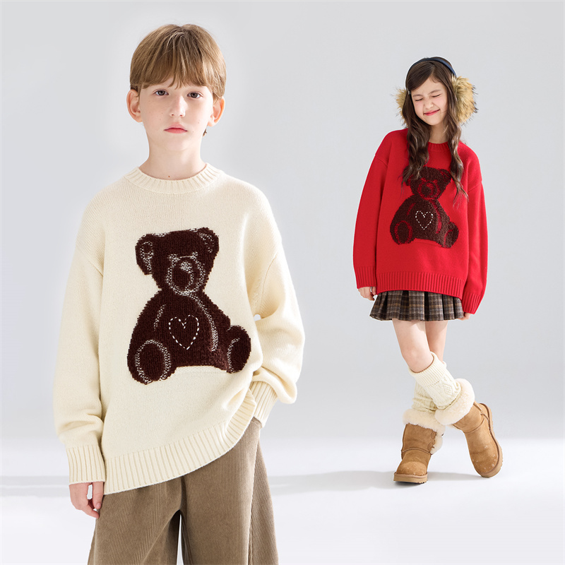 MUCMUKN 新年美丽诺全羊毛提花毛衣抗起球男女童冬新款M54ZE5815