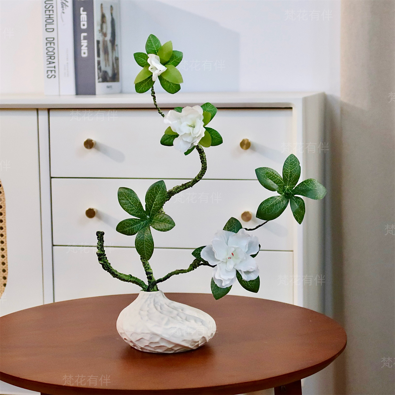 栀子花仿真花轻奢摆设茶几客厅餐桌鞋柜边柜装饰花艺家居摆件套装