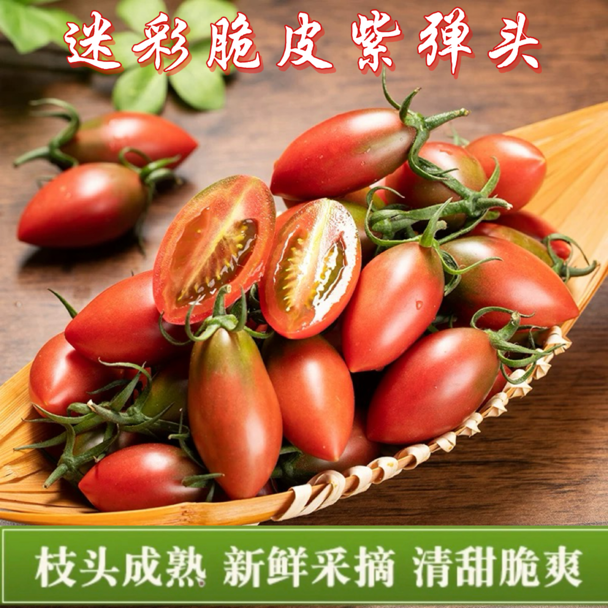 福建盐碱地现摘紫弹头小番茄迷彩圣女果新鲜应季水果现摘现发