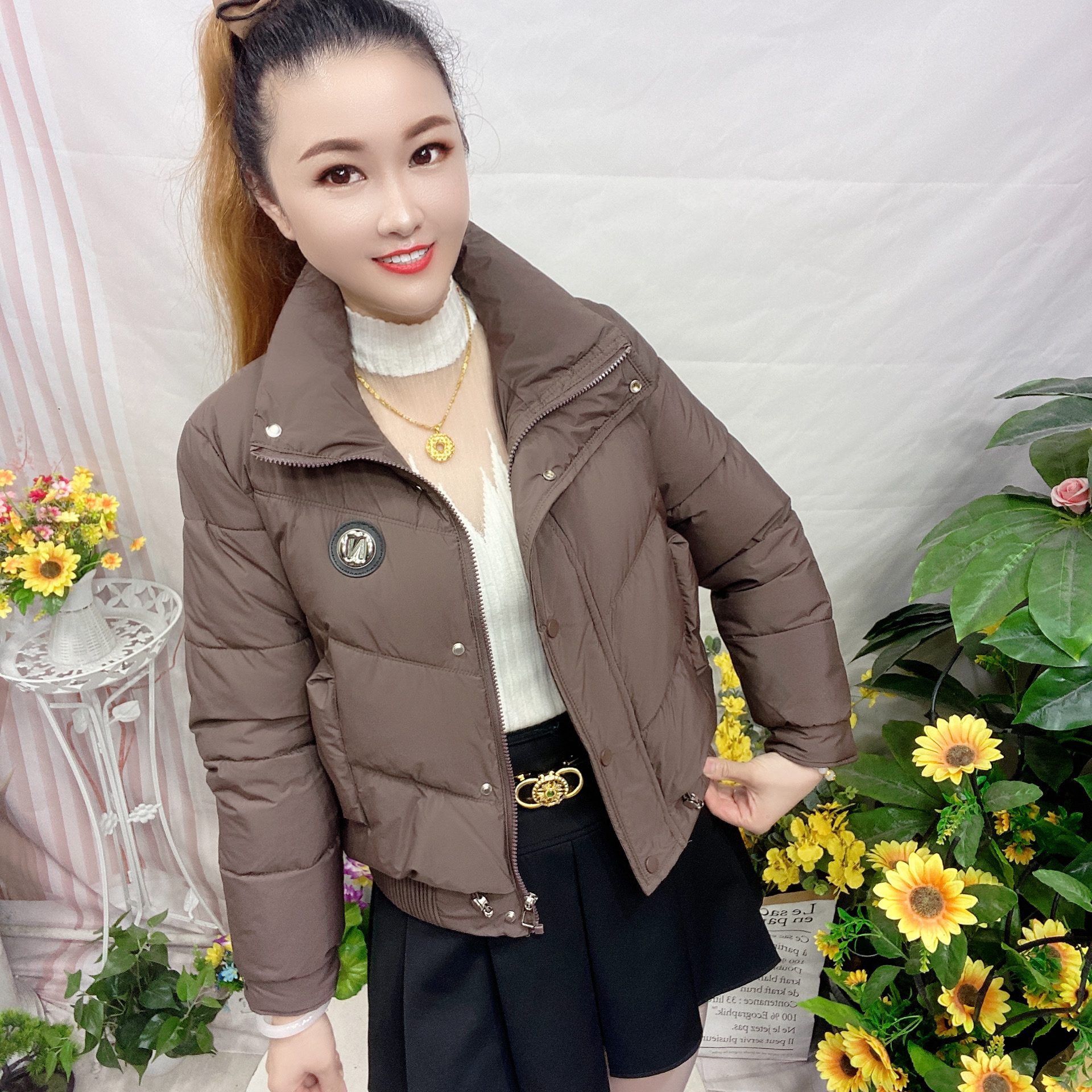 小个子气质短款立领棉服女冬季时尚百搭加厚保暖外套