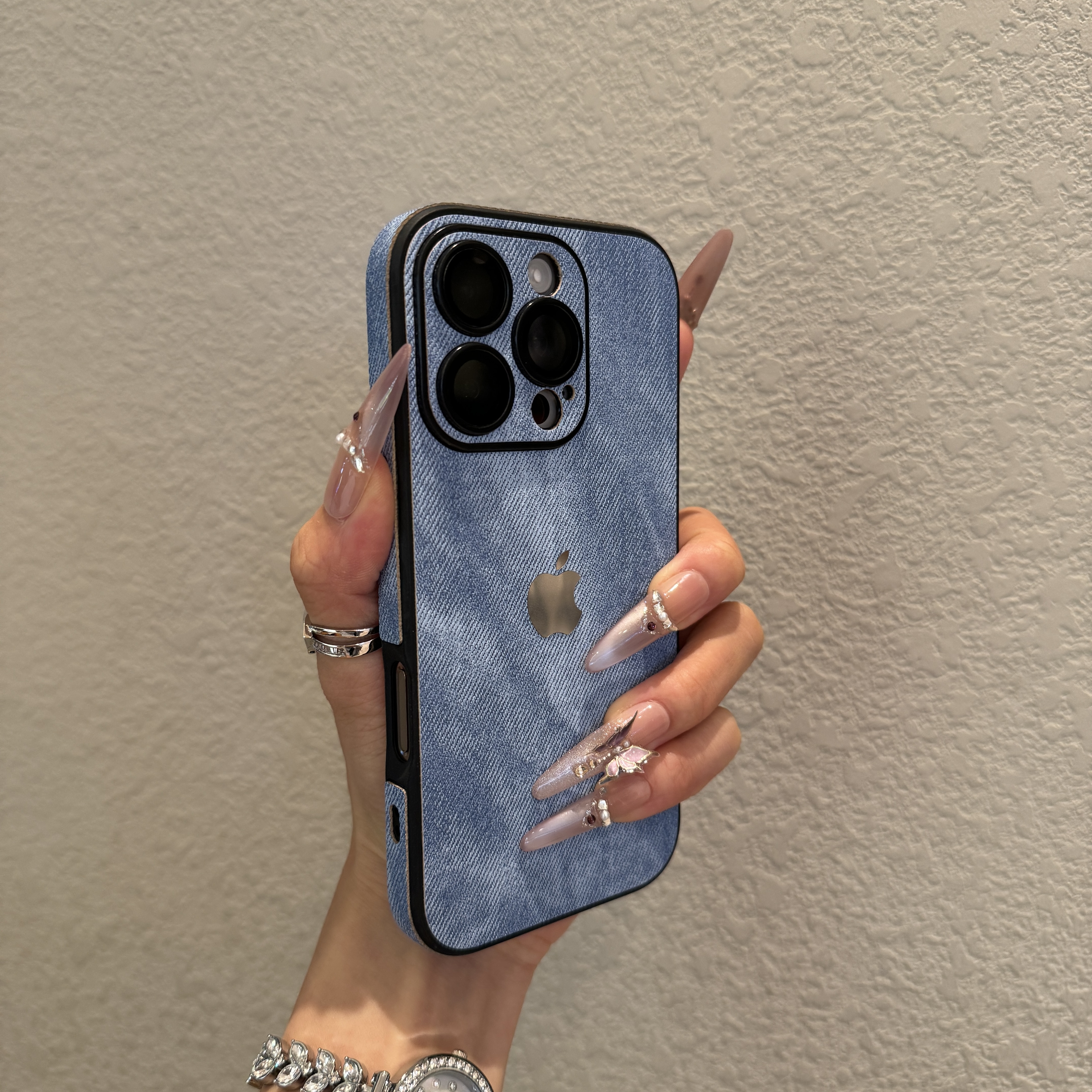 高级感牛仔布适用苹果16promax手机壳iPhone15新款14时尚13镜头膜