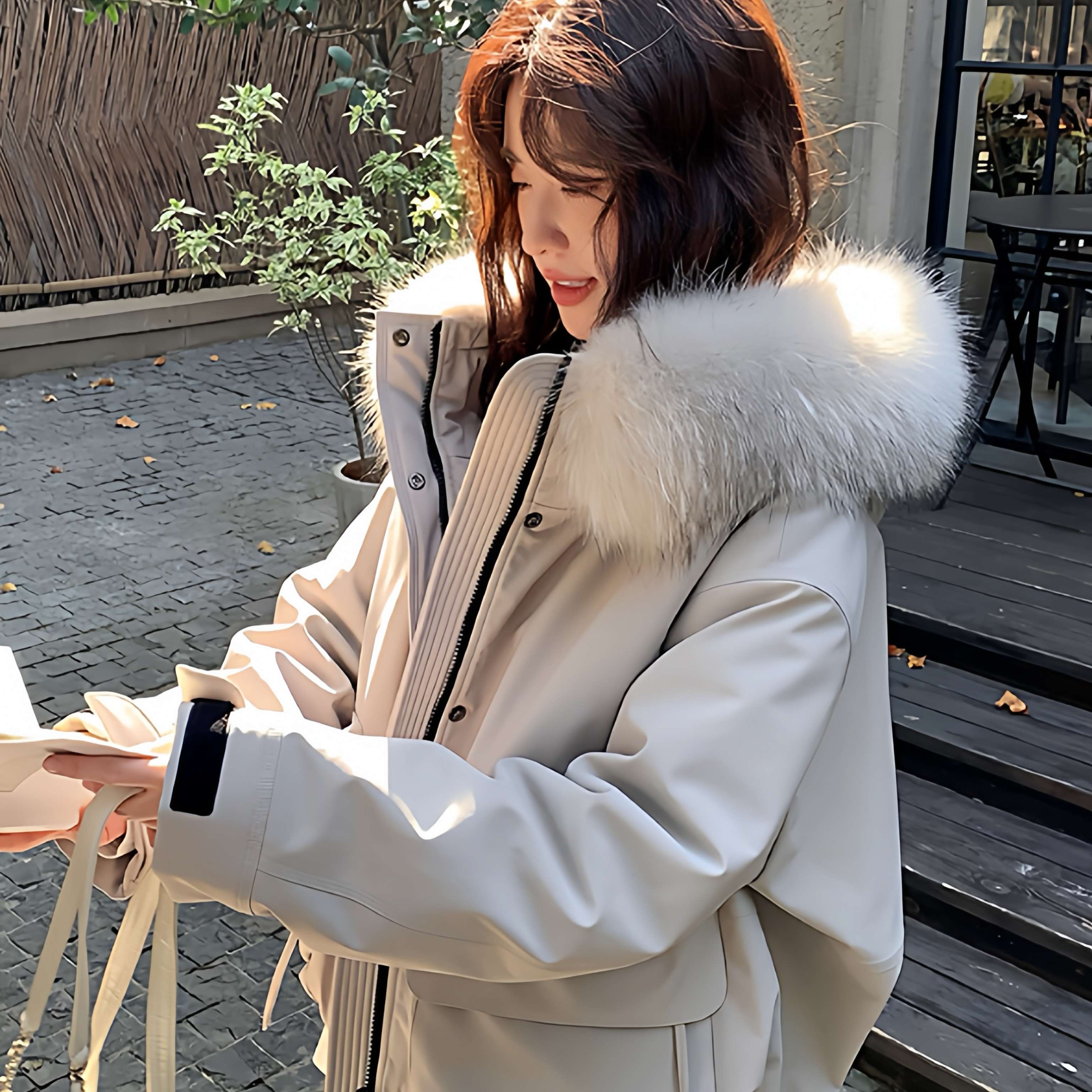 今年流行羽绒棉服女款2025新冬季短款小个子派克服工装大毛领外套