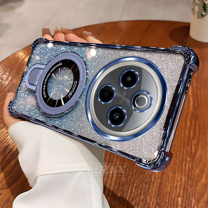 适用vivoY300Pro手机壳闪粉带支架镜头全包气囊防摔轻奢女款潮牌