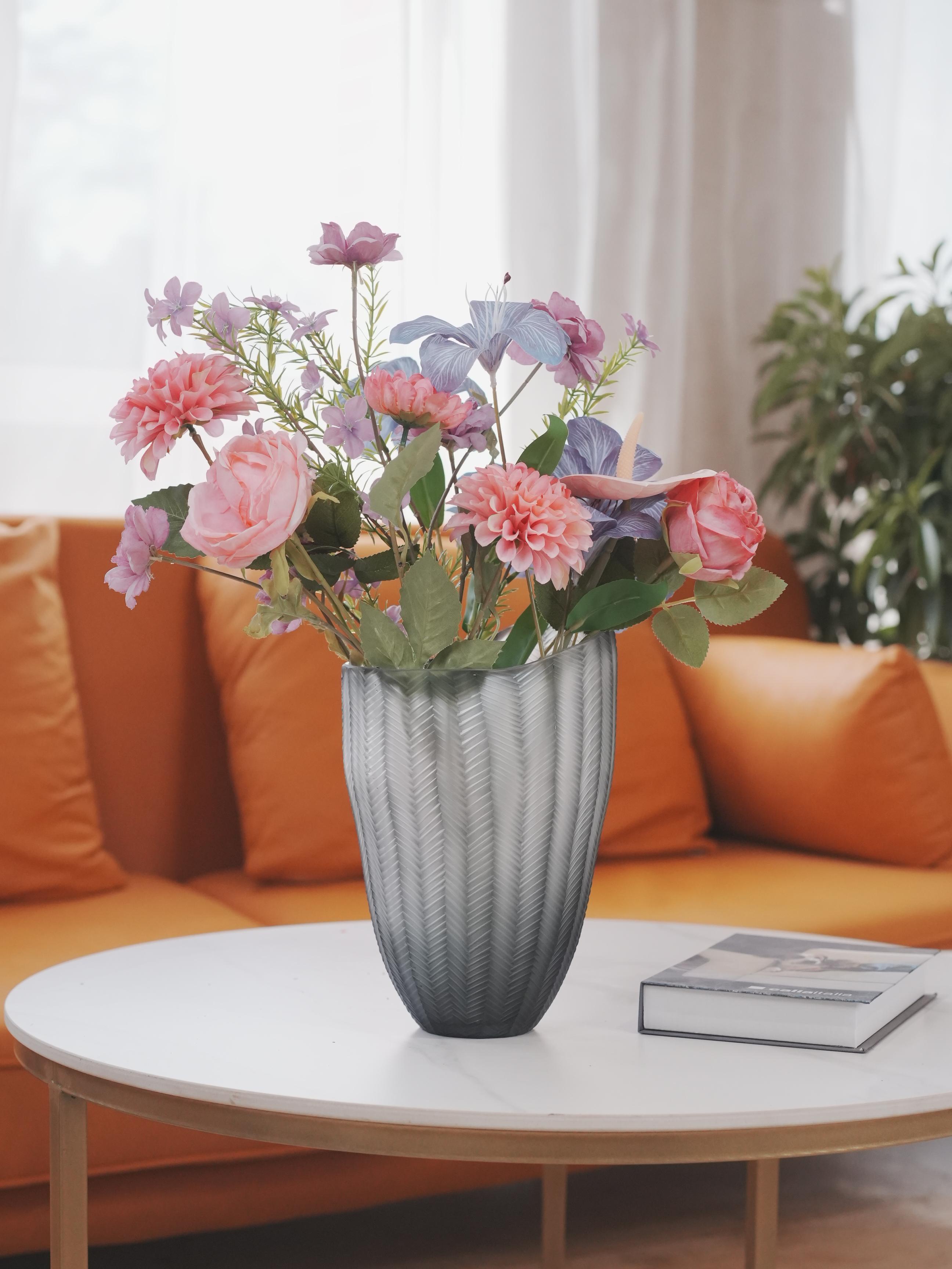 <可清甄选-黛影>手工磨刻高档琉璃花器 多样性发一