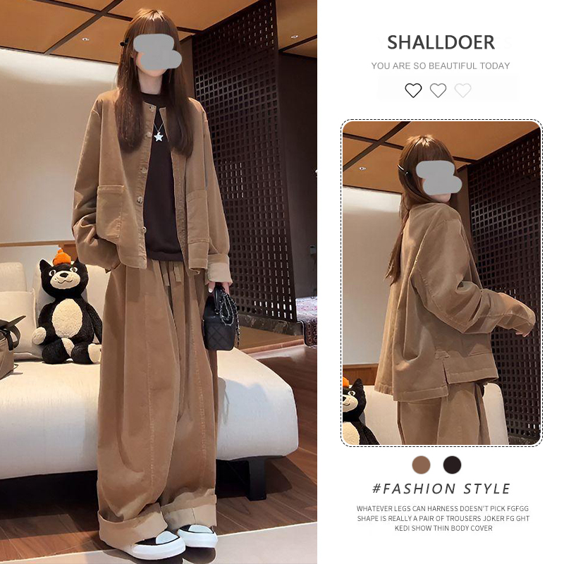 小众炸街高级感套装女2025春秋新款工装夹克开衫外套阔腿裤两件套