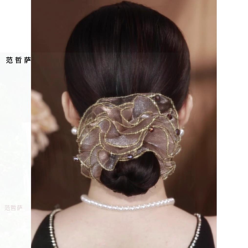 超大号黑色蓬松发圈女2024新款花苞头绳高弹力大肠发圈皮筋头饰