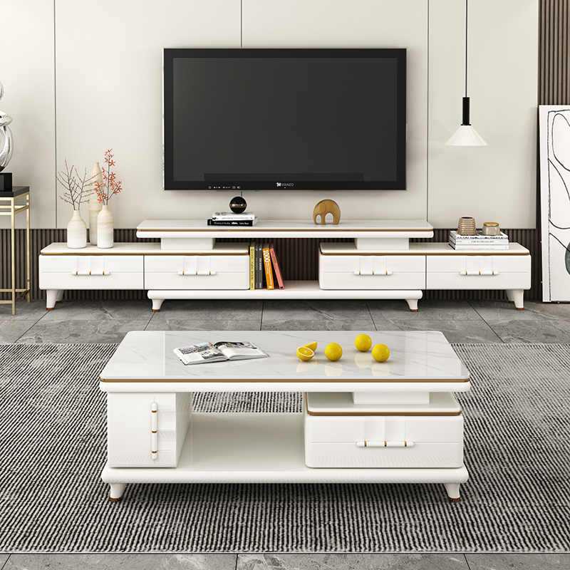 特价包邮轻奢岩板大理石茶几电视柜组合现代简约客厅伸缩电视机柜