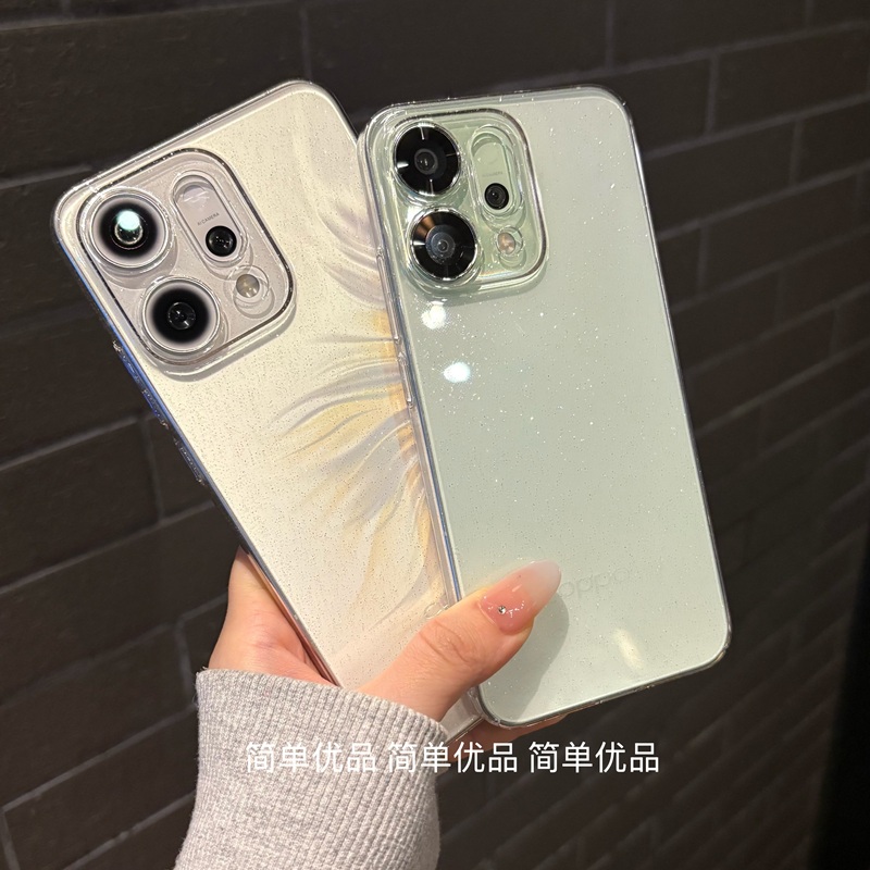 不发黄冰晶闪粉适用于opporeno14手机壳OPPOReno13超薄PC硬壳