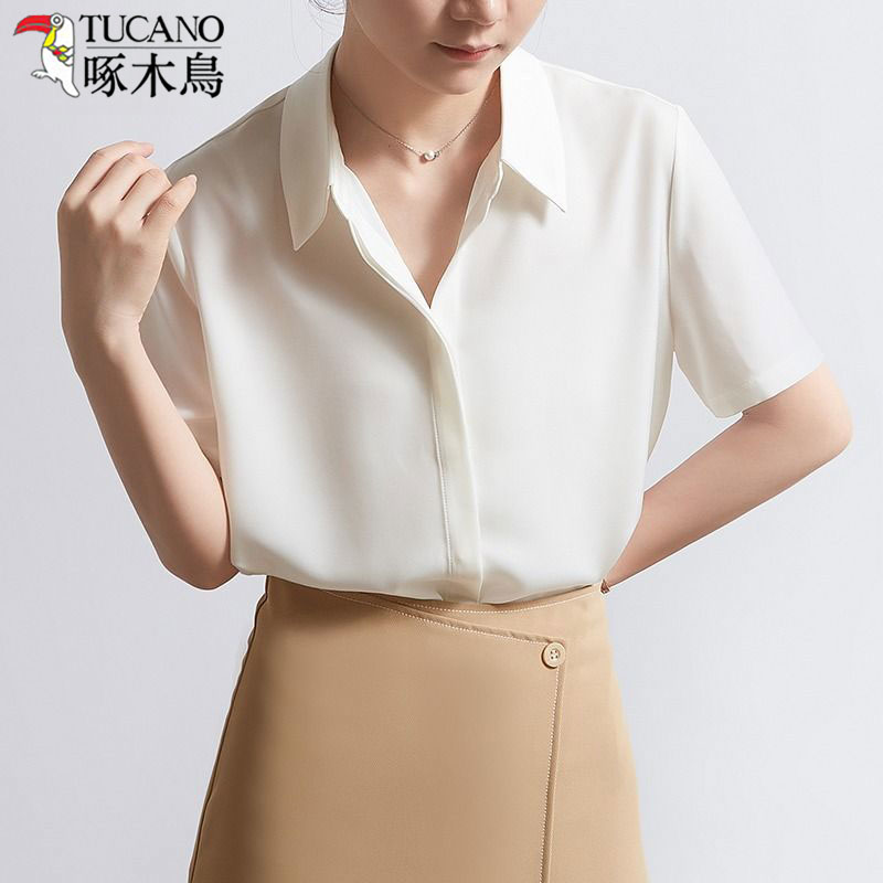 夏季新款轻奢白色衬衫女装高品质女生韩系ins衣服短袖衬衣