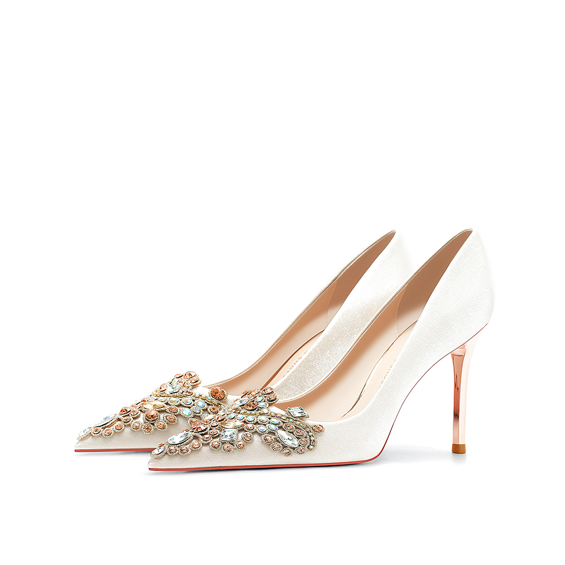 一诺小众高级感婚礼高跟鞋婚鞋香槟色主婚纱新娘鞋水晶宴会鞋细跟