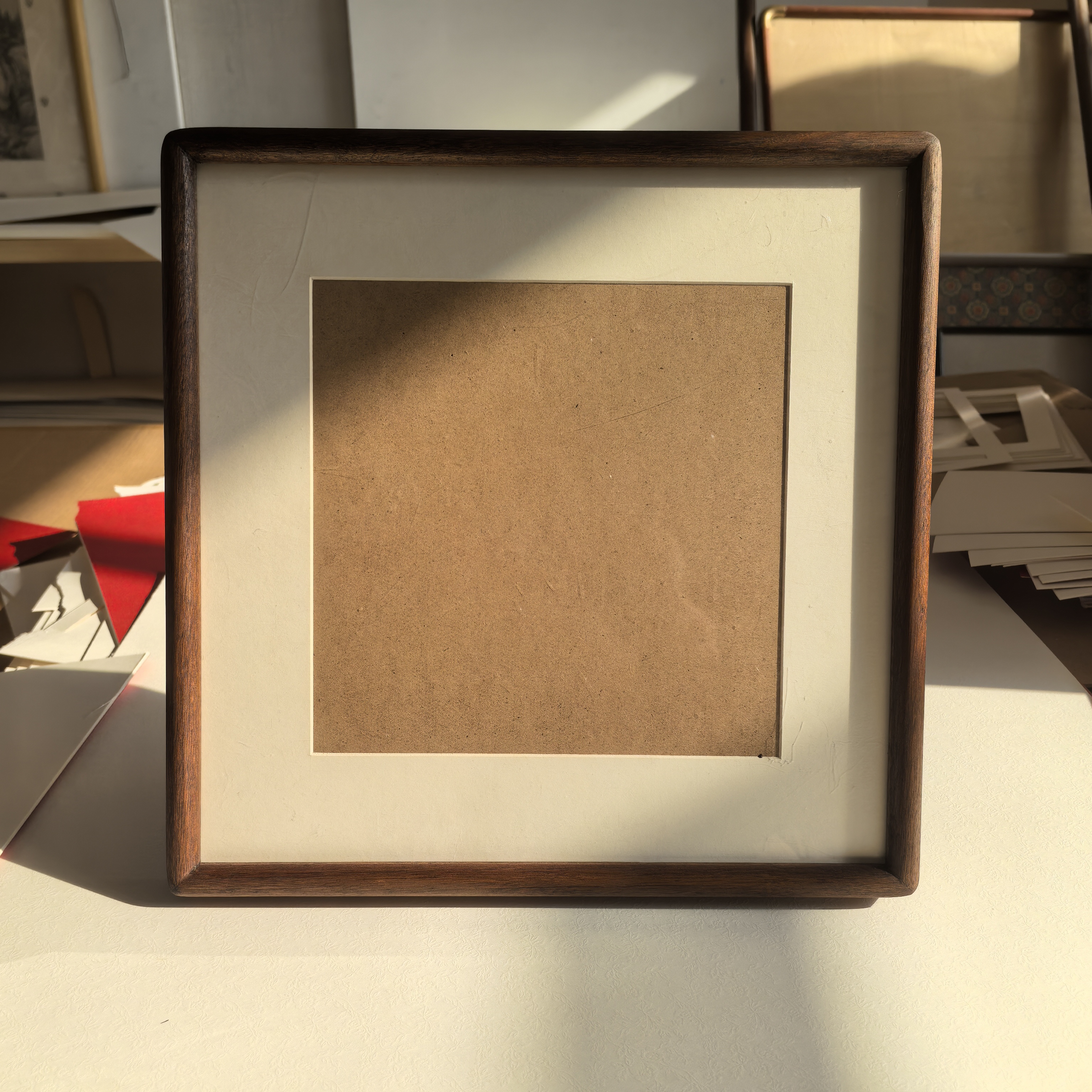 榫卯【背板33*33】榫卯胡桃木原木色实木画框--弹珠背板