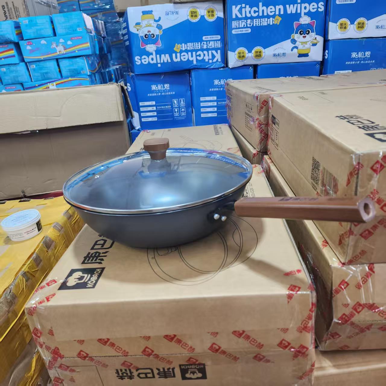 康巴赫铁锅炒锅无涂层炒锅不粘锅电磁锅炒锅