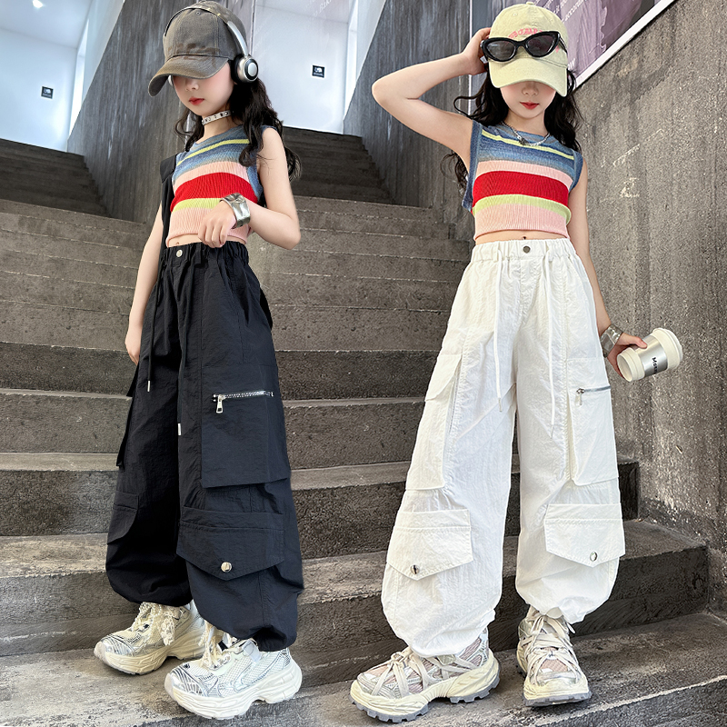 女童高级感夏装套装2025新款多巴胺风儿童夏季工装裤大童韩系穿搭