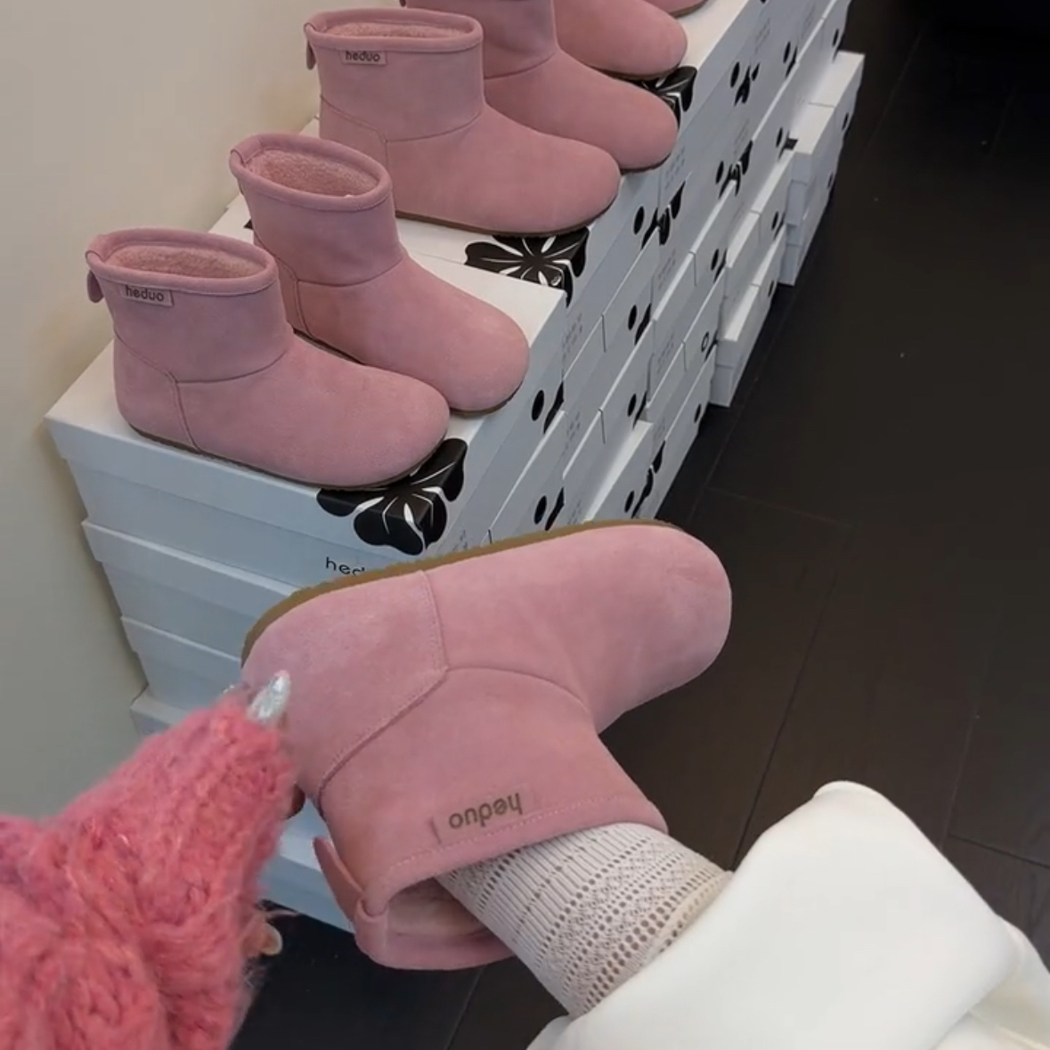 韩版小土豆软皮两穿保暖雪地靴2025冬款毛毛勃肯鞋加绒短靴雪地靴