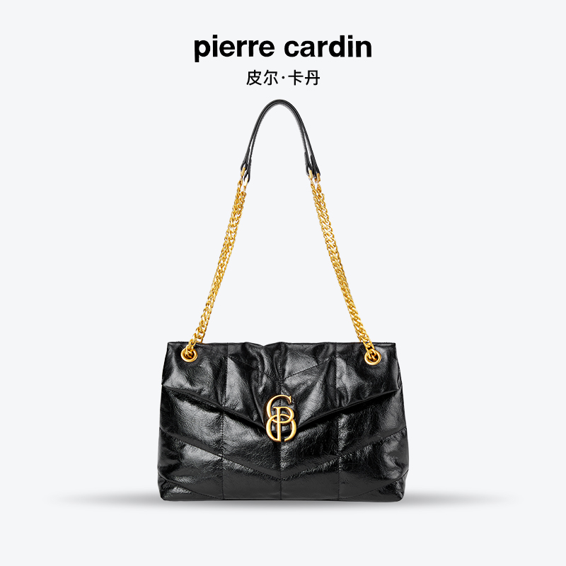 皮尔卡丹真皮头层牛皮小香单肩斜挎女包2025爆款便携包包秋冬服装