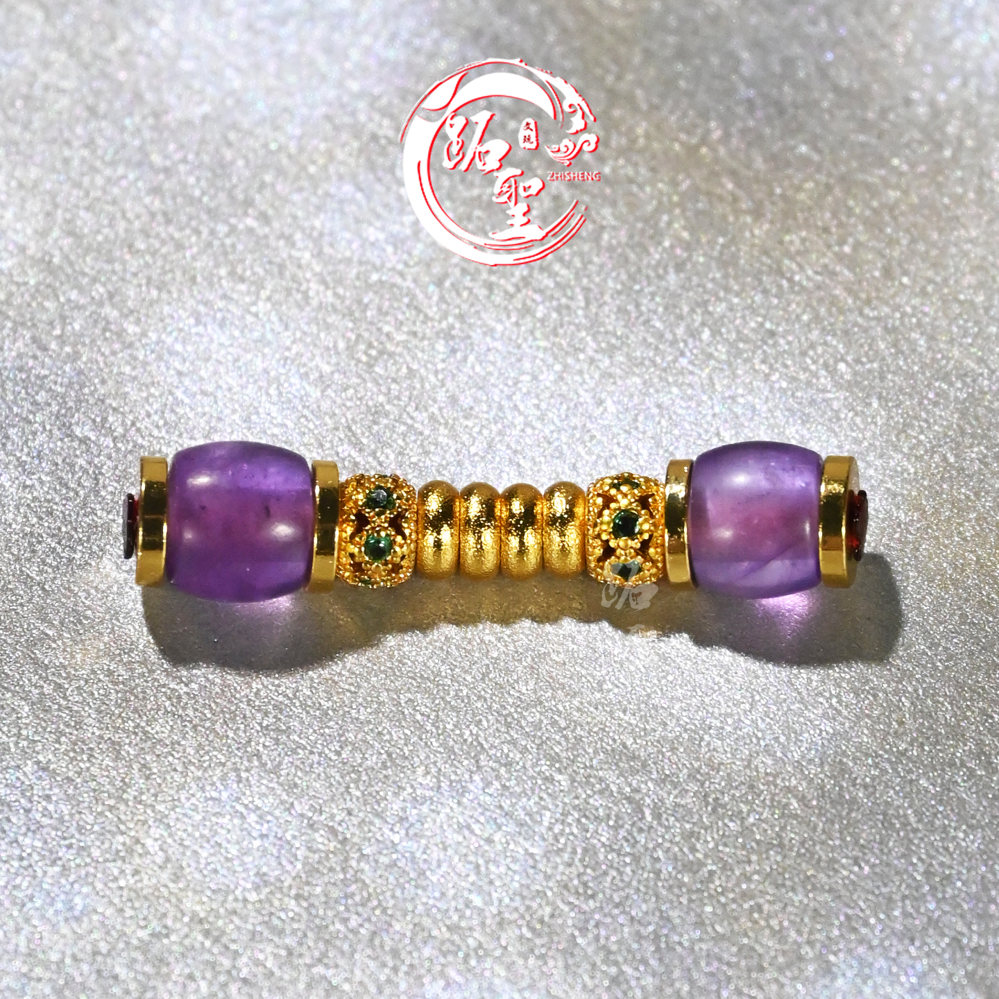 6MM深紫水晶直切万向轴文玩三通连接器108手持佛珠手串手链配饰